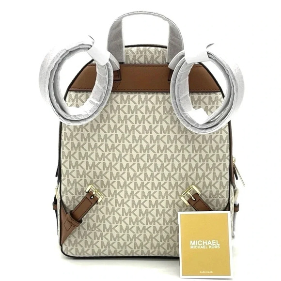 Michael Kors Jaycee Medium Zip Packet Backpack Vanilla/Brown - Picture 4 of 11